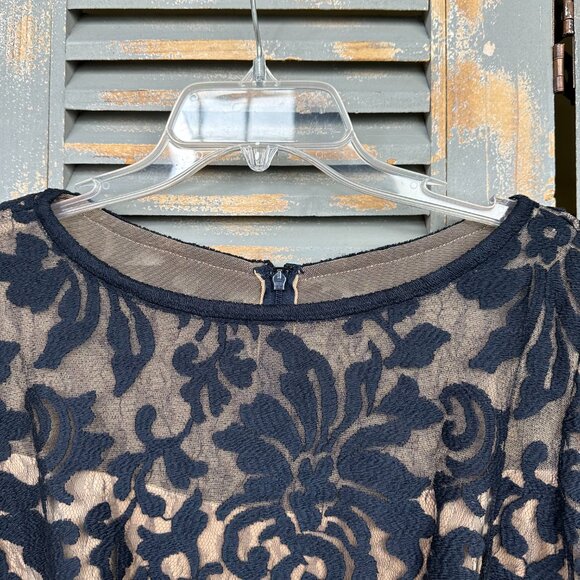 Tadashi Shoji Kennedy Embroidered Lace Dress Navy Sz 12 NWT - Picture 5 of 16